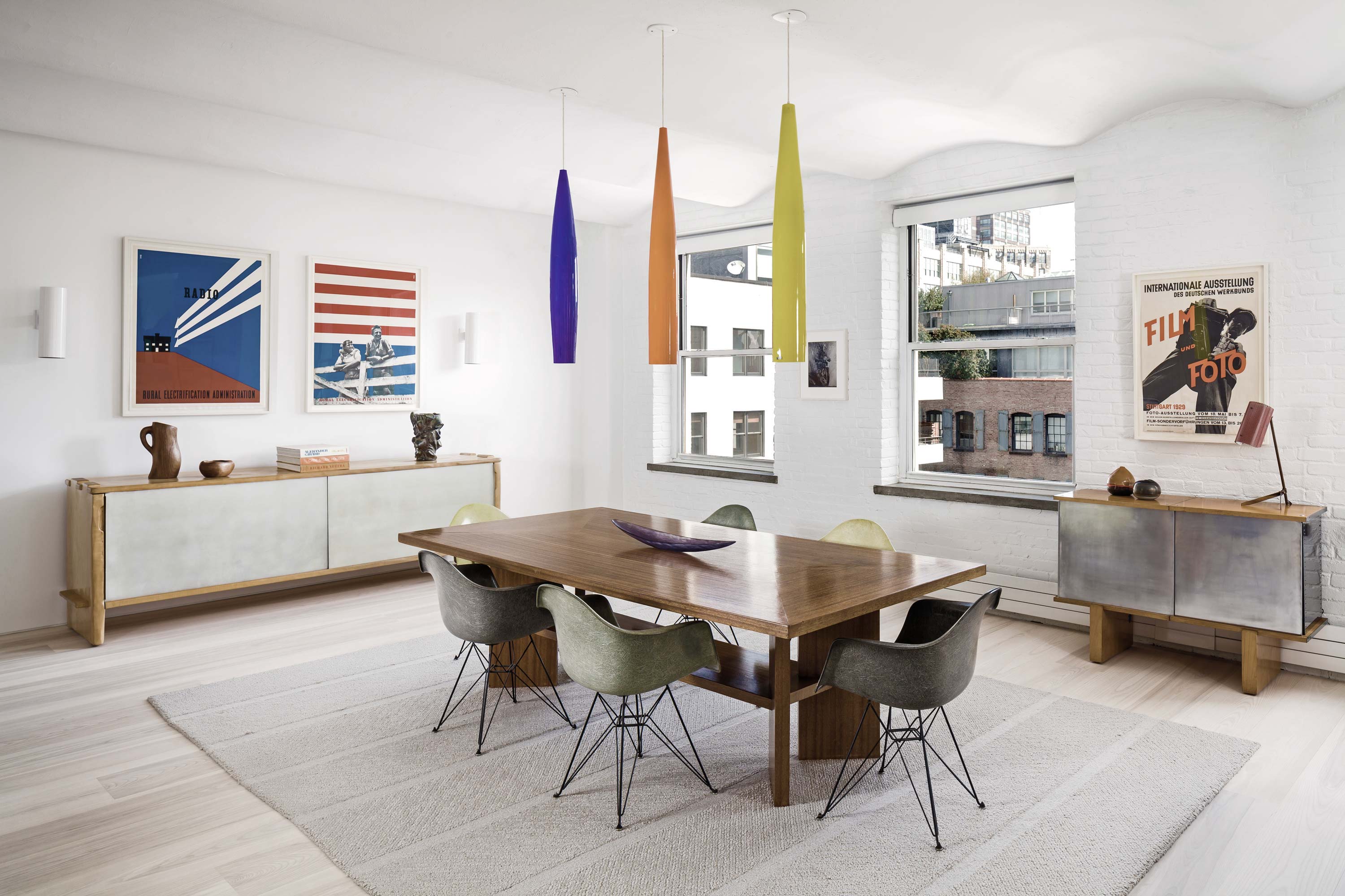 Bright and comfortable dining room in the Greenwich Street Loft by Specht Novak Architects. Shot by Andrea Calo.