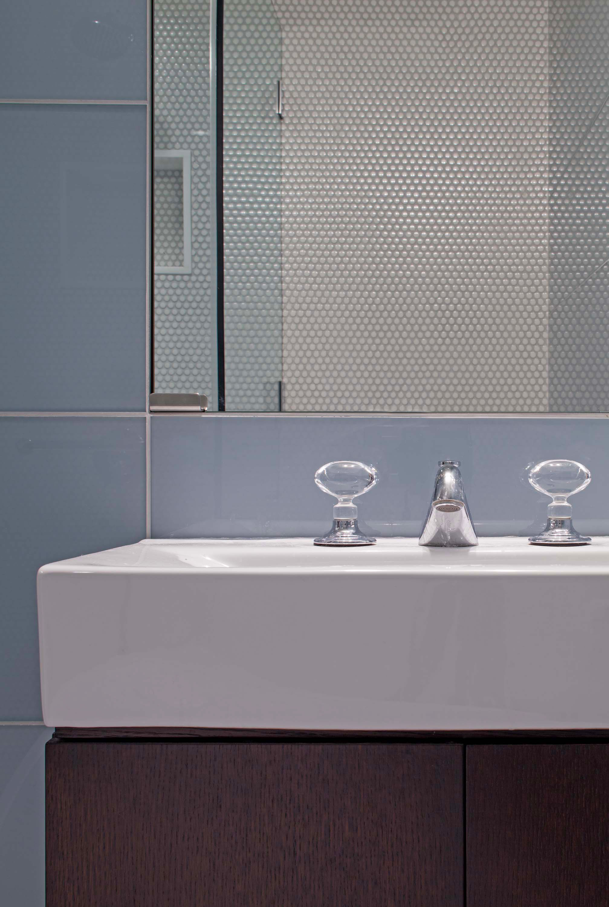 Bathroom detail shot of the Manhattan Microloft by Specht Novak Architects, shot by Taggart Sorensen.