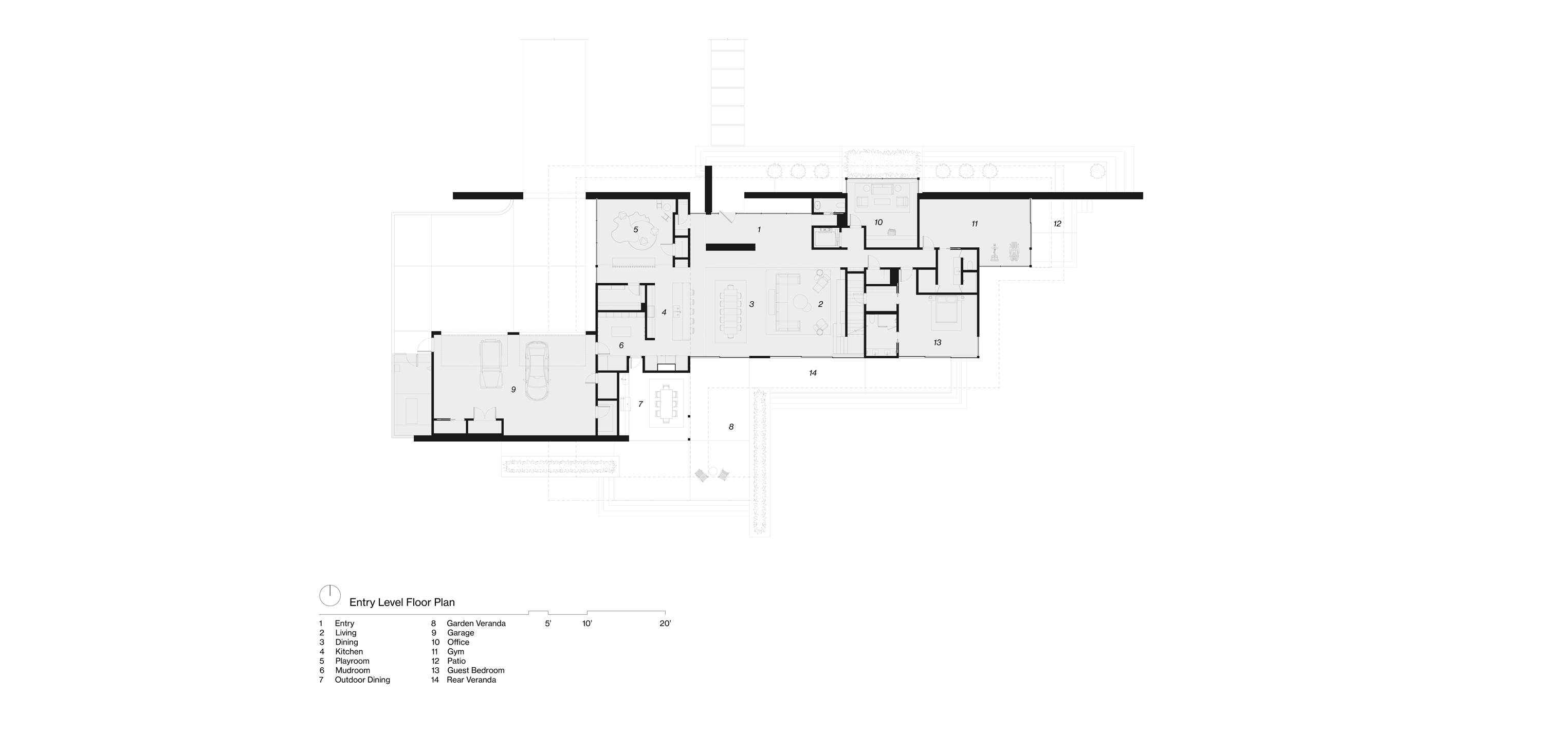 First floor plan of Kazoku House by Specht Novak Architects.