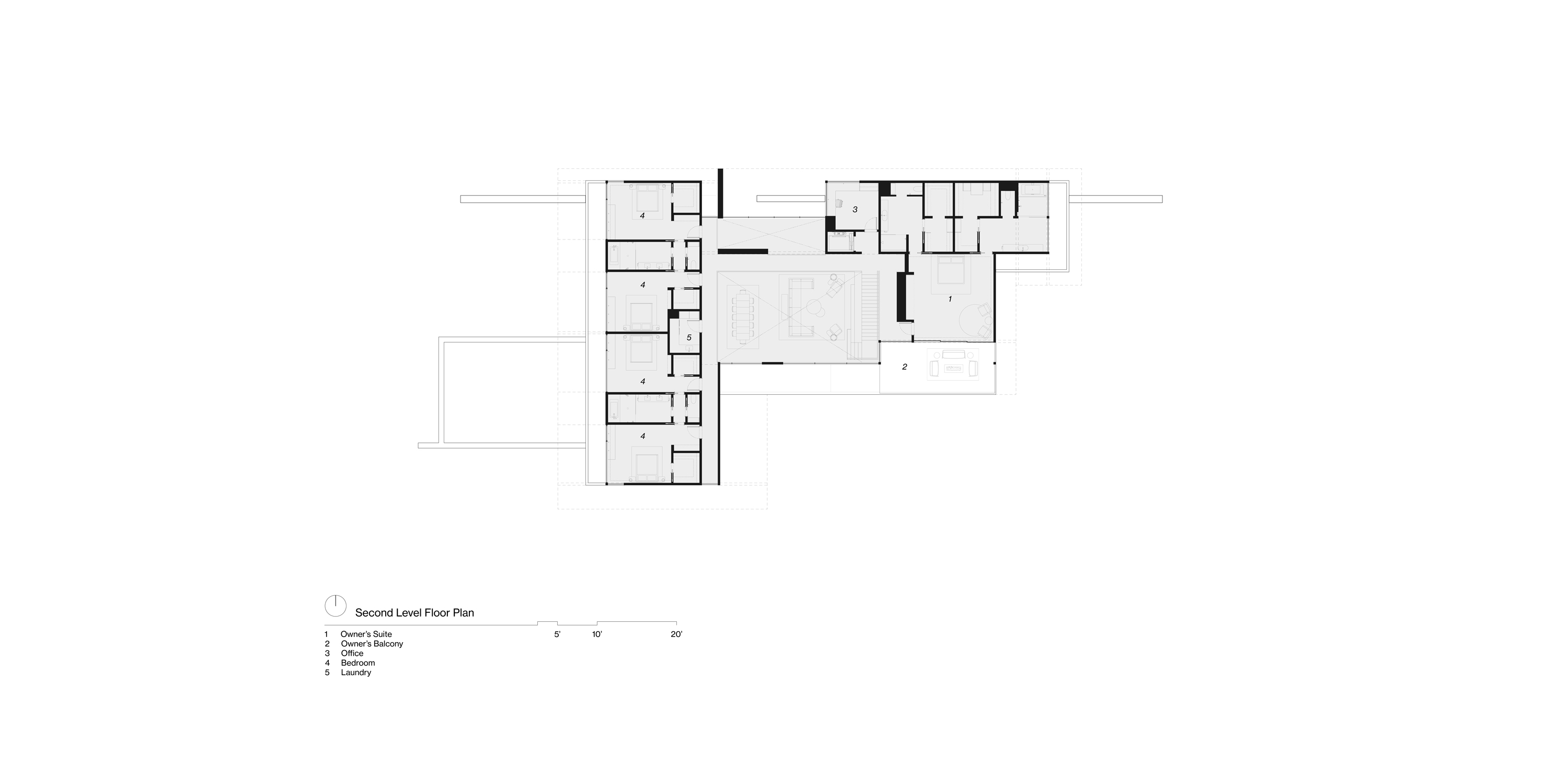 Second floor plan of Kazoku House by Specht Novak Architects.