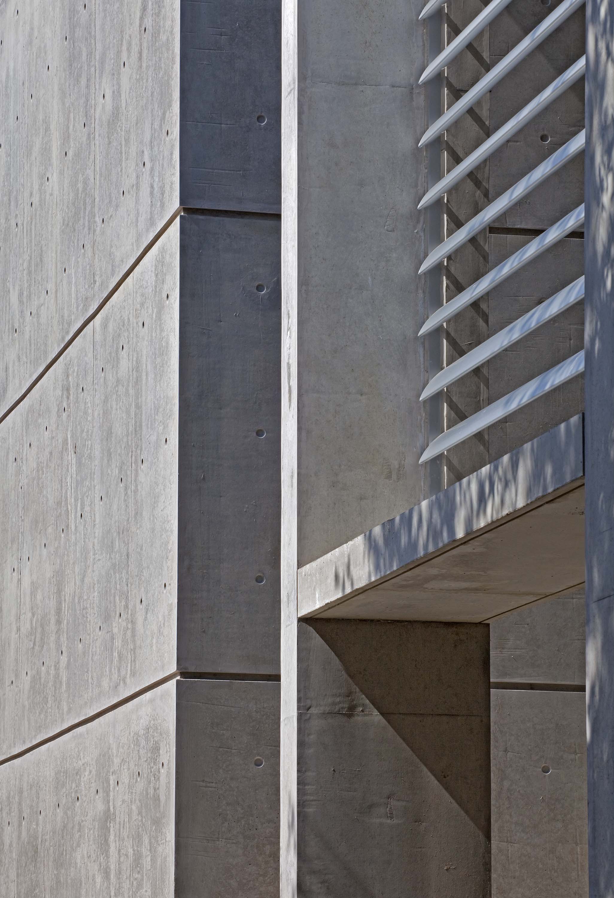 Detail shot of the exterior facade of Doyle Hall by Specht Novak Architects. Shot by Taggart Sorensen.