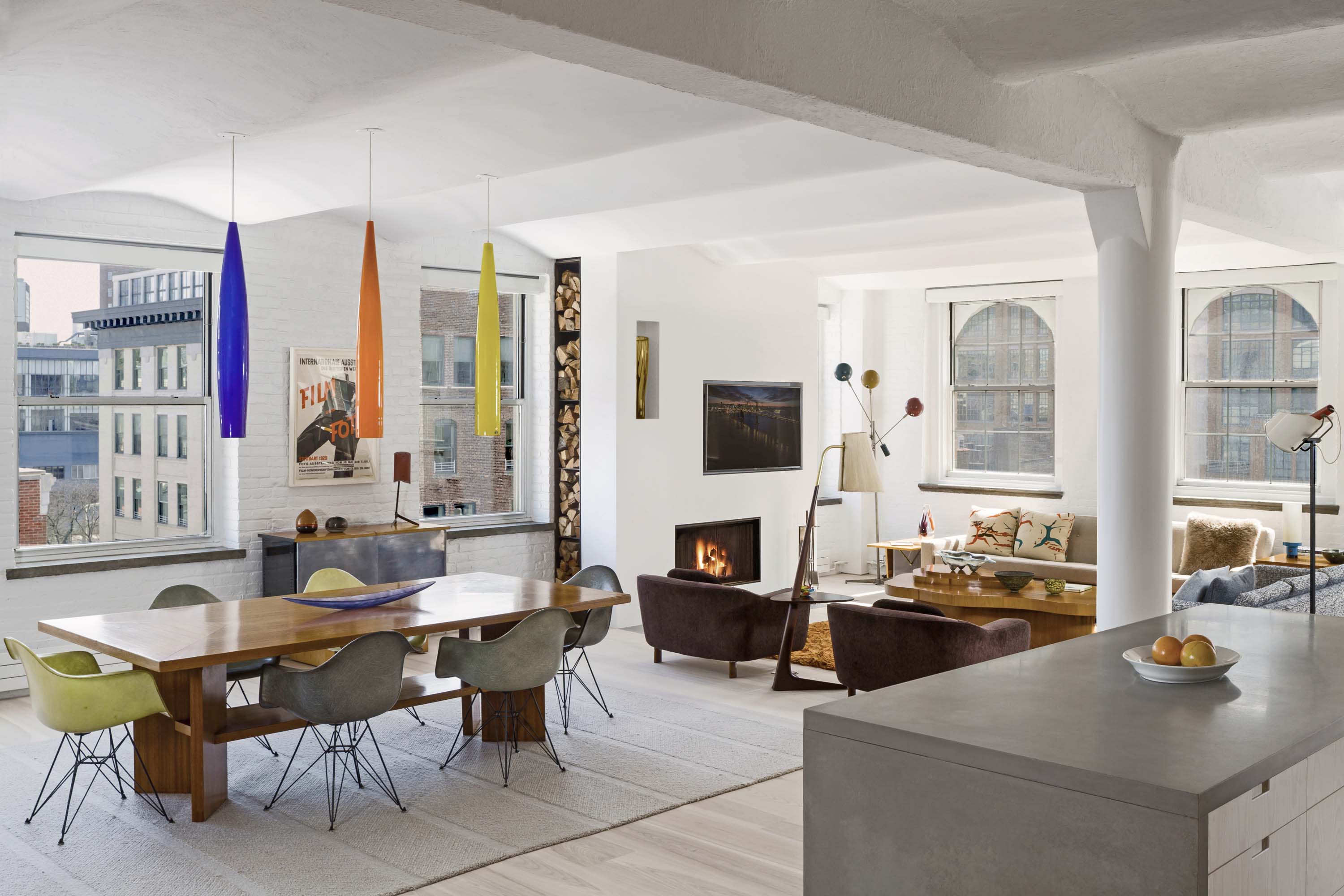 Living rom and dining room of Greenwich Street Loft by Specht Novak Architects. Shot by Andrea Calo.